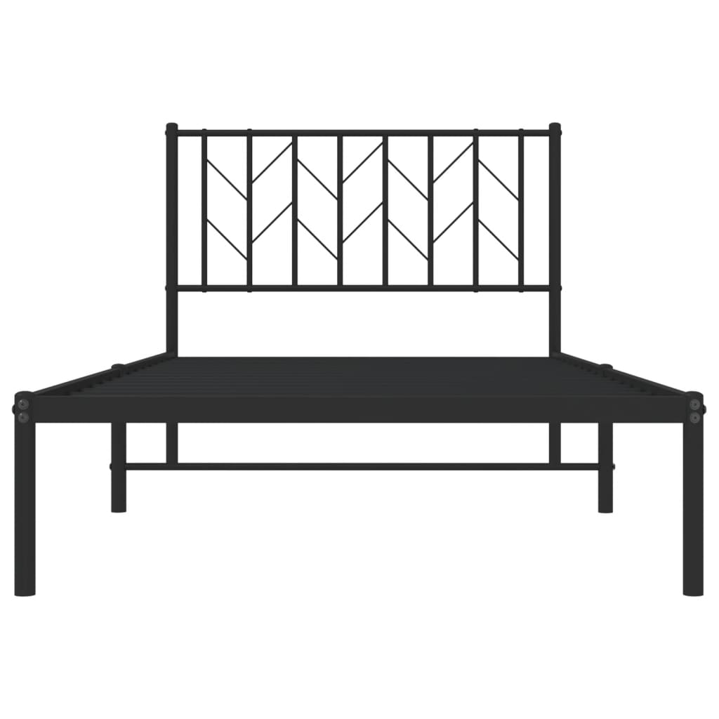 vidaXL Metal Bed Frame with Headboard Black 39.4"x78.7"-3