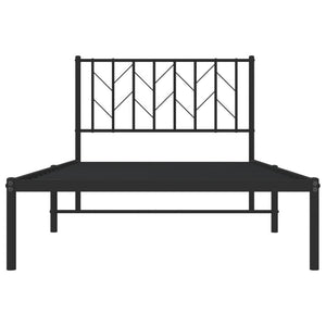 vidaXL Metal Bed Frame with Headboard Black 39.4"x78.7"-3