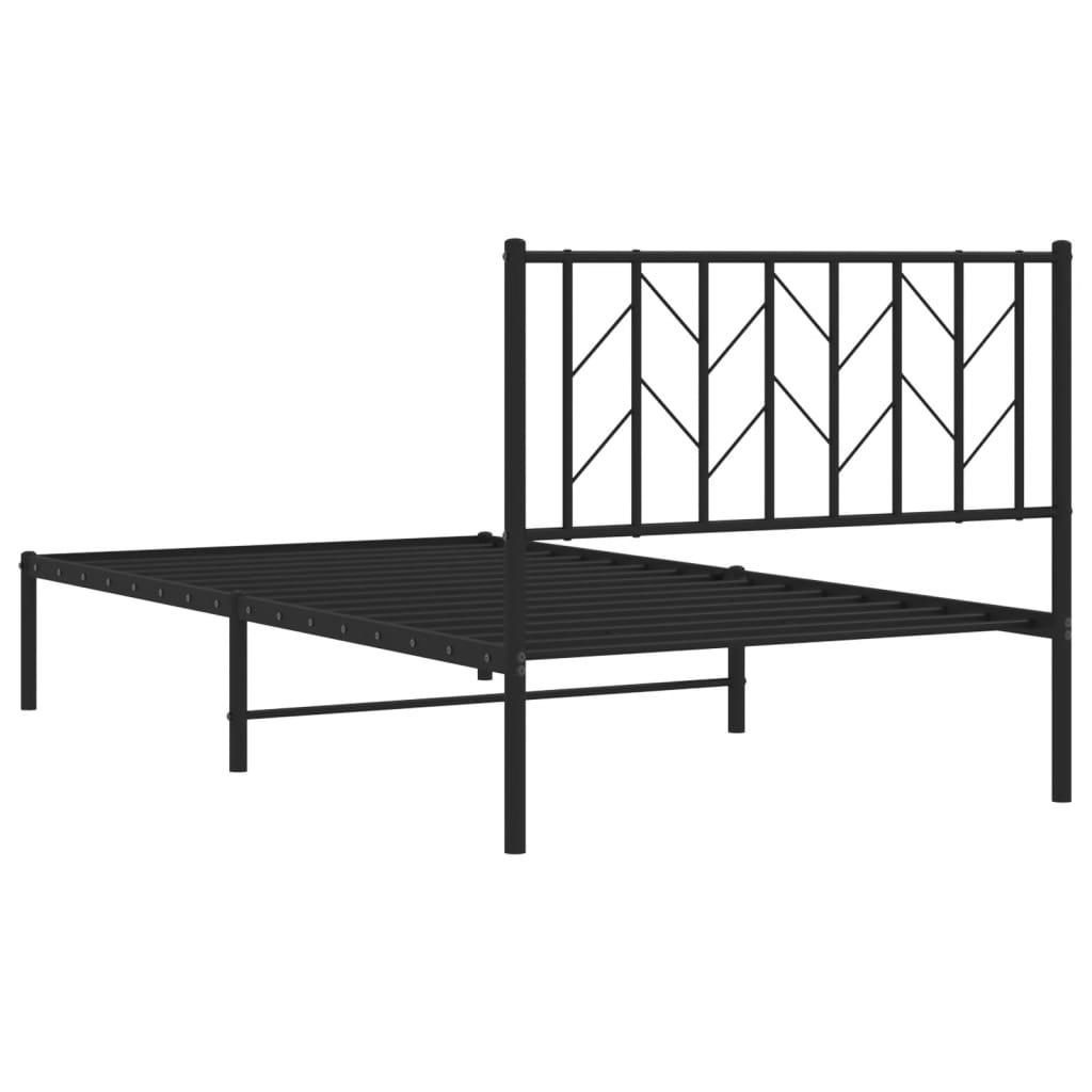 vidaXL Metal Bed Frame with Headboard Black 39.4"x78.7"-5