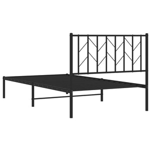 vidaXL Metal Bed Frame with Headboard Black 39.4"x78.7"-5