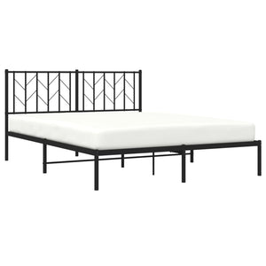 vidaXL Metal Bed Frame with Headboard Black 59.1"x78.7"-1