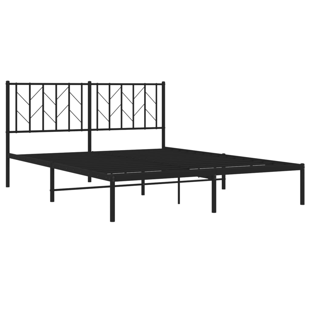 vidaXL Metal Bed Frame with Headboard Black 59.1"x78.7"-2