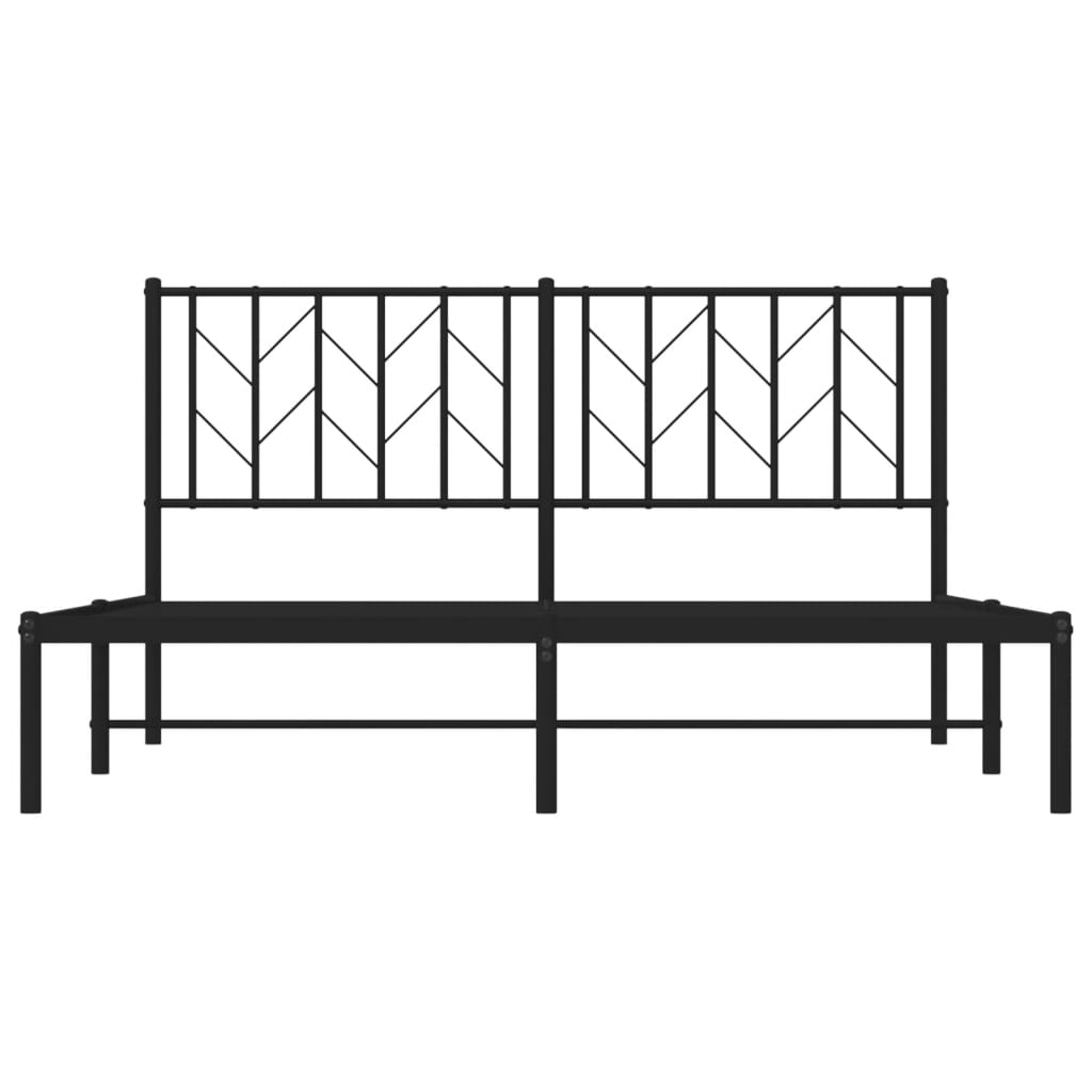 vidaXL Metal Bed Frame with Headboard Black 59.1"x78.7"-3