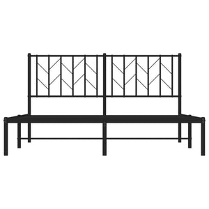 vidaXL Metal Bed Frame with Headboard Black 59.1"x78.7"-3