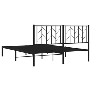 vidaXL Metal Bed Frame with Headboard Black 59.1"x78.7"-5