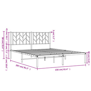 vidaXL Metal Bed Frame with Headboard Black 59.1"x78.7"-7