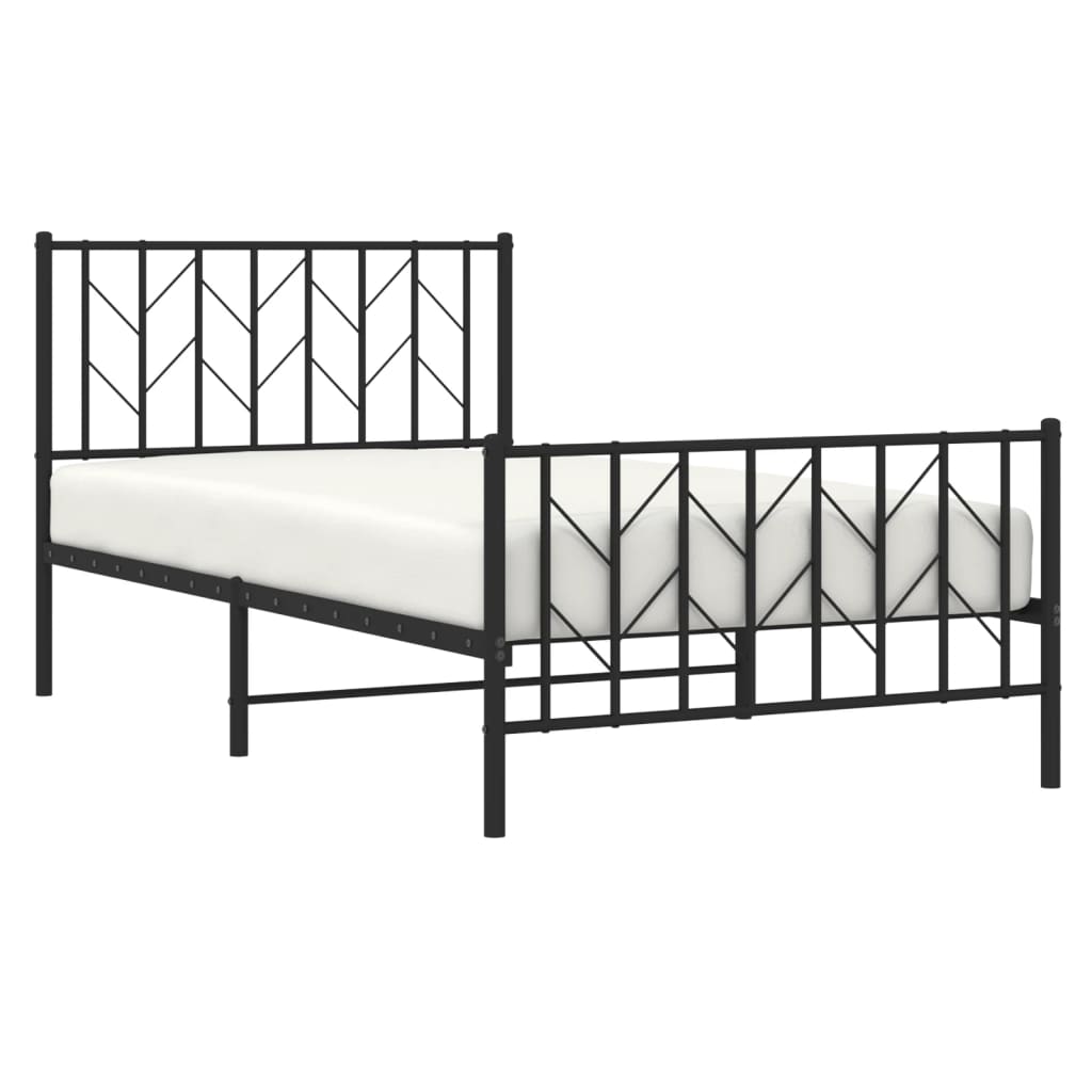 vidaXL Metal Bed Frame with Headboard and Footboard Black 39.4"x78.7"-1