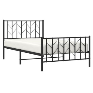 vidaXL Metal Bed Frame with Headboard and Footboard Black 39.4"x78.7"-1