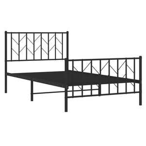 vidaXL Metal Bed Frame with Headboard and Footboard Black 39.4"x78.7"-2