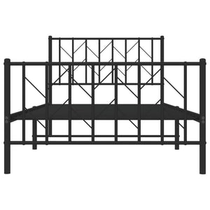 vidaXL Metal Bed Frame with Headboard and Footboard Black 39.4"x78.7"-3