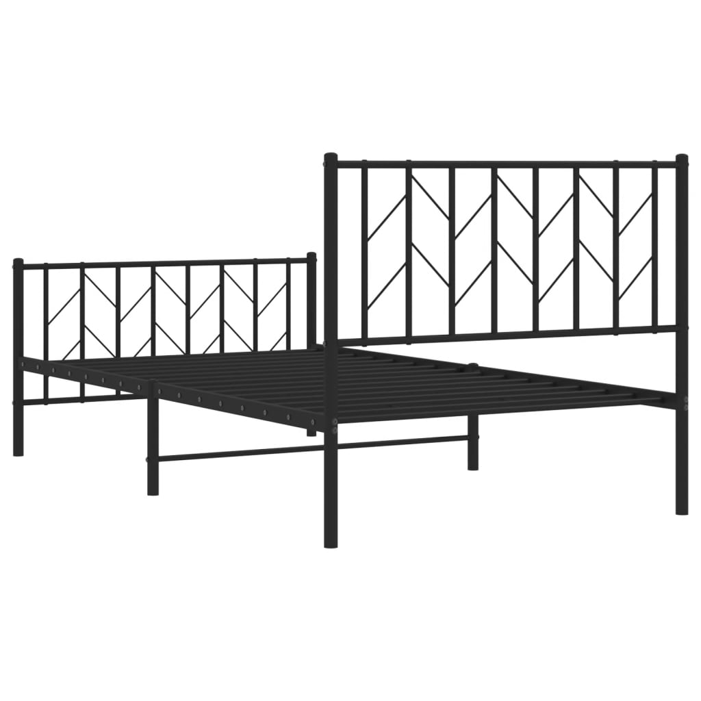 vidaXL Metal Bed Frame with Headboard and Footboard Black 39.4"x78.7"-5