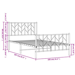 vidaXL Metal Bed Frame with Headboard and Footboard Black 39.4"x78.7"-7