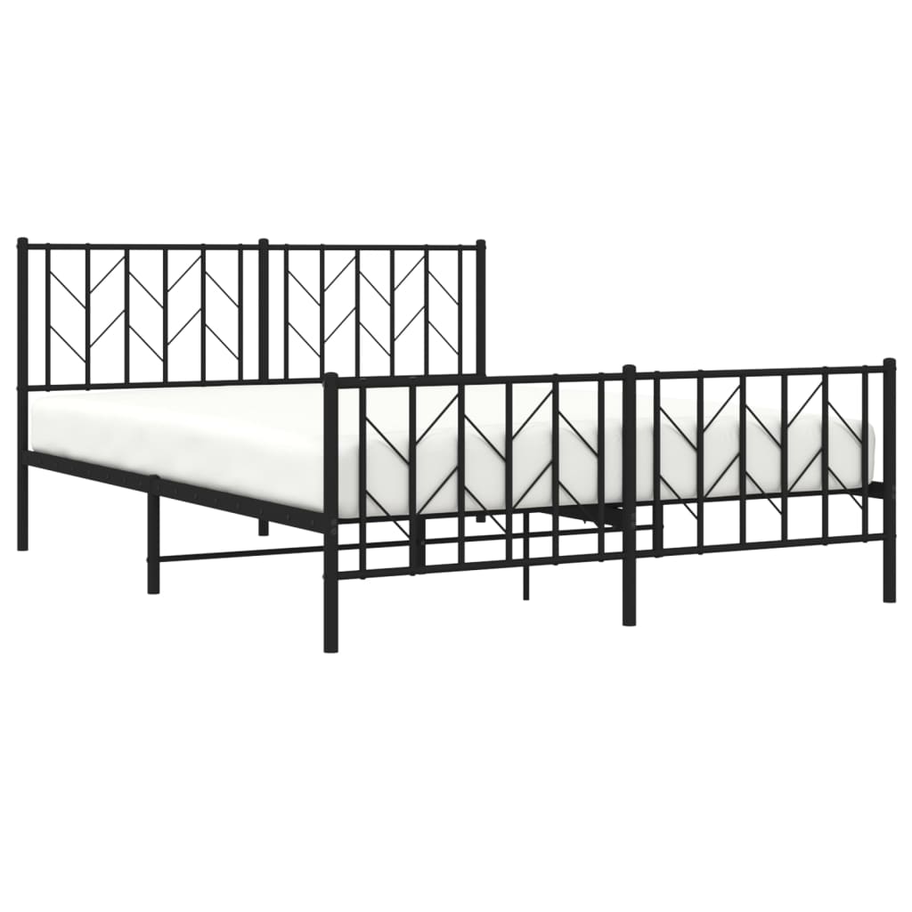 vidaXL Metal Bed Frame with Headboard and Footboard Black 59.1"x78.7"-1