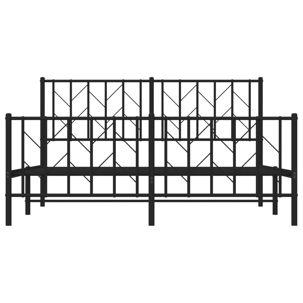 vidaXL Metal Bed Frame with Headboard and Footboard Black 59.1"x78.7"-3