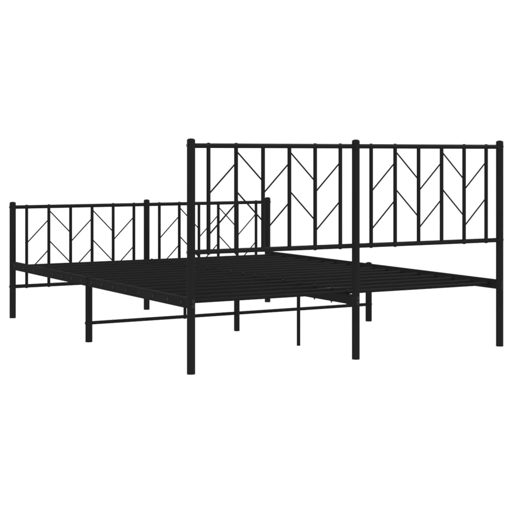 vidaXL Metal Bed Frame with Headboard and Footboard Black 59.1"x78.7"-5