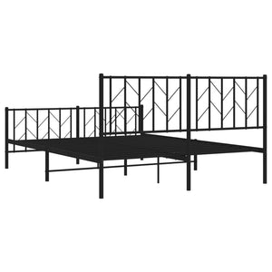 vidaXL Metal Bed Frame with Headboard and Footboard Black 59.1"x78.7"-5