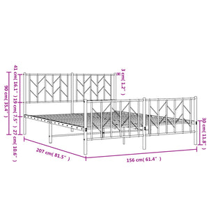 vidaXL Metal Bed Frame with Headboard and Footboard Black 59.1"x78.7"-7