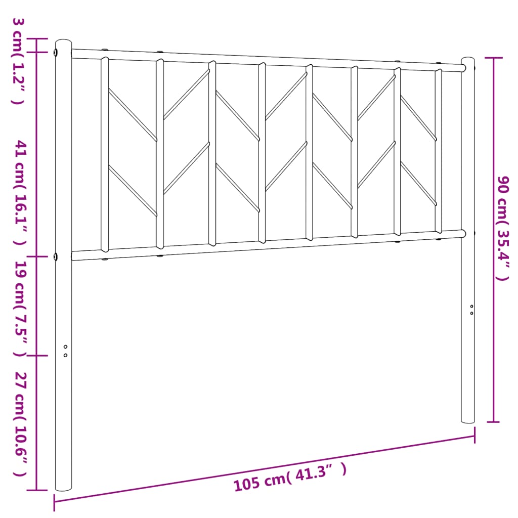 vidaXL Metal Headboard Metal Construction Bedroom Furniture with Back Support-7