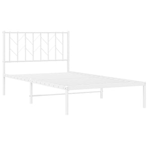 vidaXL Metal Bed Frame with Headboard White 39.4"x78.7"-2