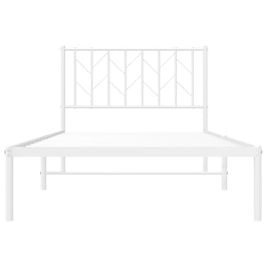 vidaXL Metal Bed Frame with Headboard White 39.4"x78.7"-3