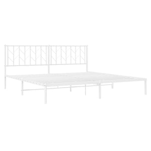 vidaXL Metal Bed Frame with Headboard White 76"x79.9" King-2