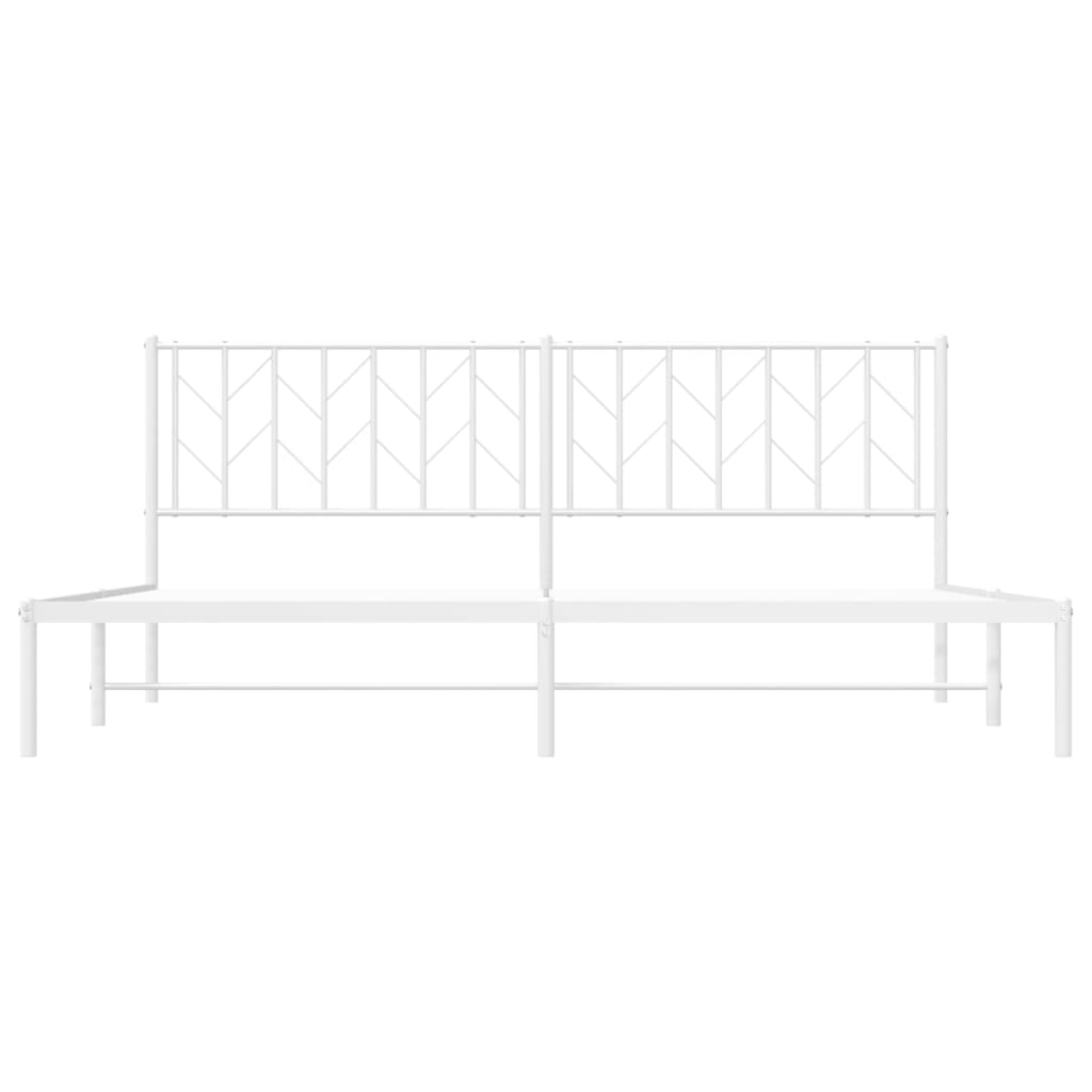 vidaXL Metal Bed Frame with Headboard White 76"x79.9" King-3