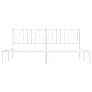 vidaXL Metal Bed Frame with Headboard White 76"x79.9" King-3