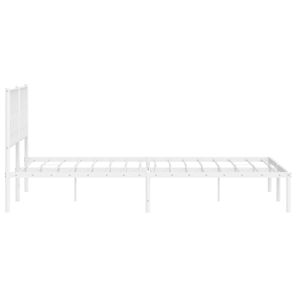 vidaXL Metal Bed Frame with Headboard White 76"x79.9" King-4