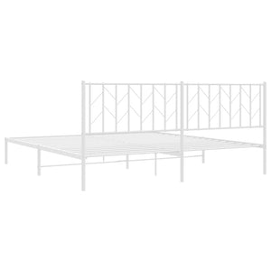 vidaXL Metal Bed Frame with Headboard White 76"x79.9" King-5