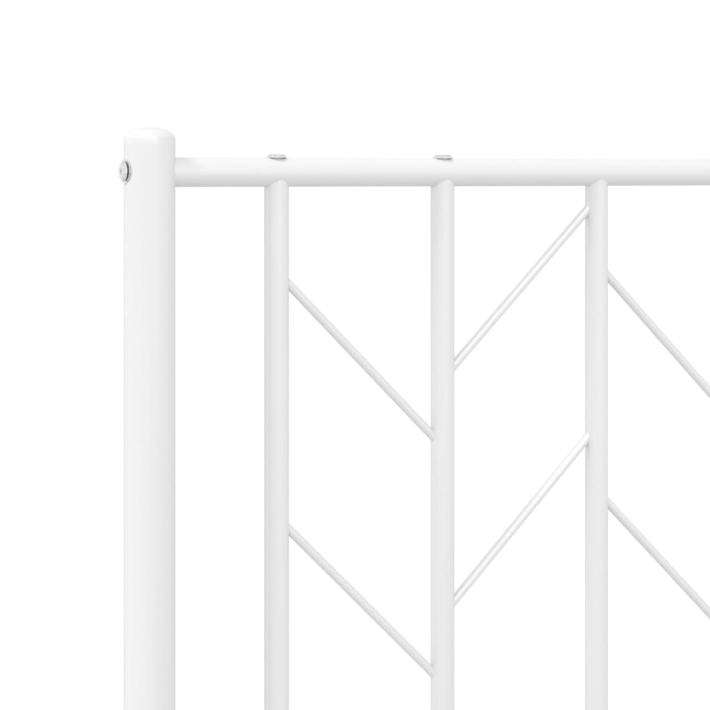 vidaXL Metal Bed Frame with Headboard White 76"x79.9" King-6