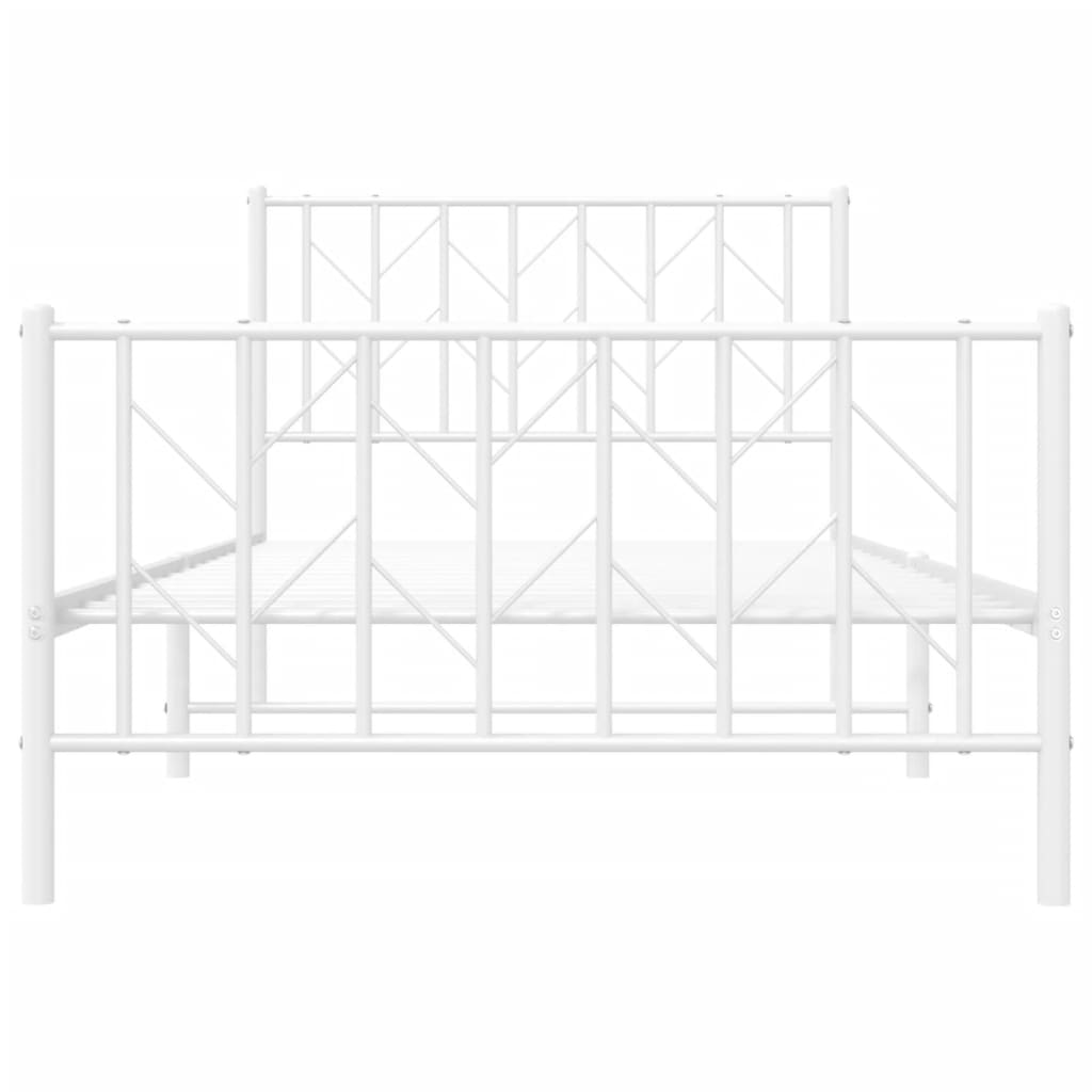 vidaXL Metal Bed Frame with Headboard and Footboard White 39.4"x78.7"-3