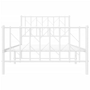 vidaXL Metal Bed Frame with Headboard and Footboard White 39.4"x78.7"-3