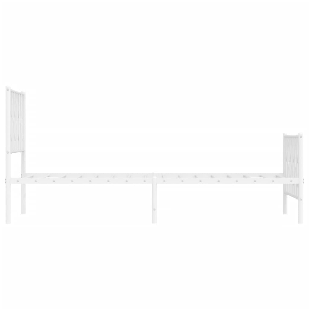 vidaXL Metal Bed Frame with Headboard and Footboard White 39.4"x78.7"-4