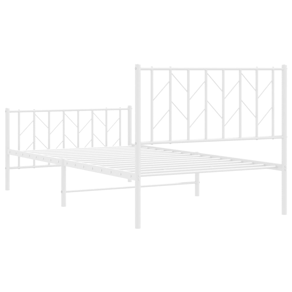 vidaXL Metal Bed Frame with Headboard and Footboard White 39.4"x78.7"-5