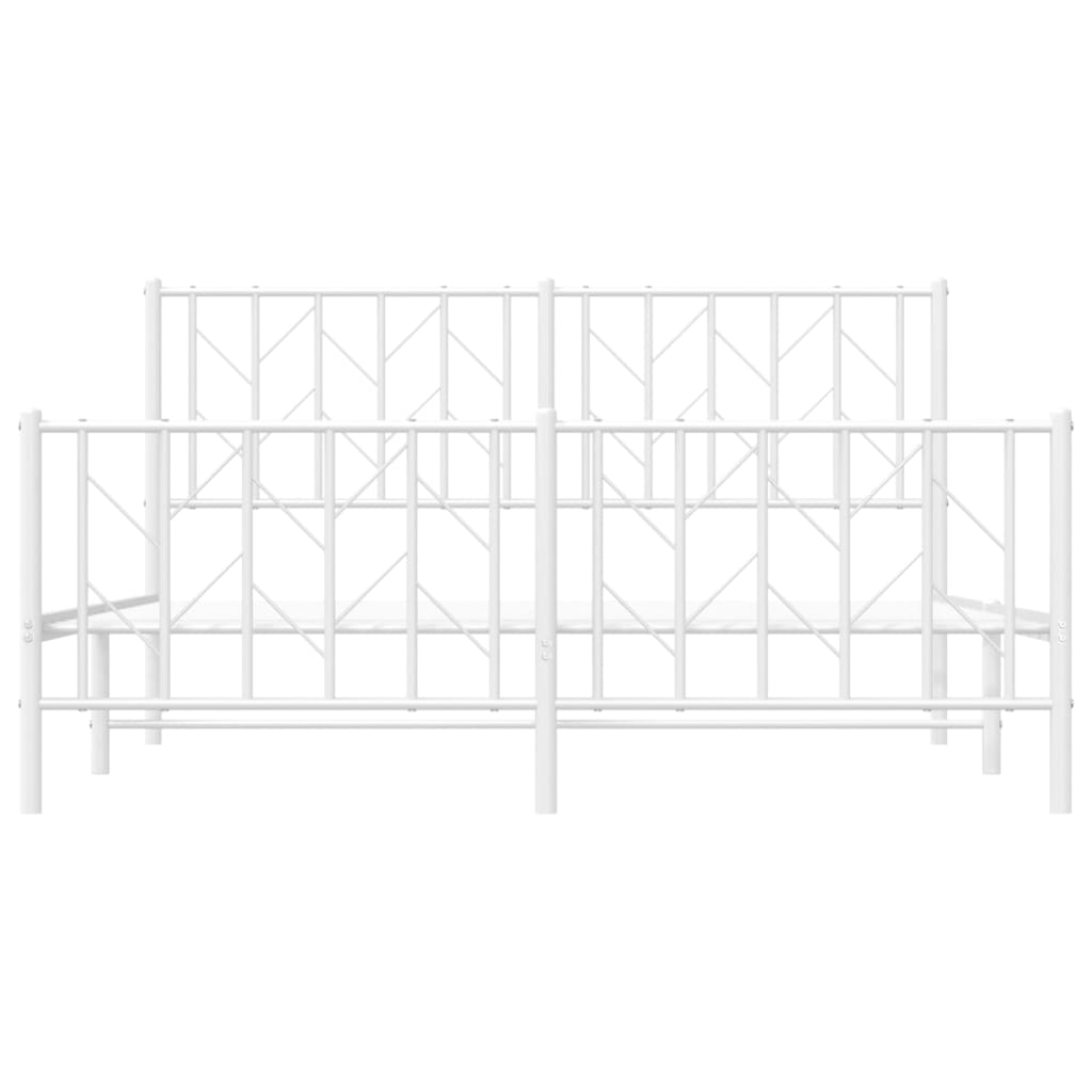 vidaXL Metal Bed Frame with Headboard and Footboard White 59.1"x78.7"-3