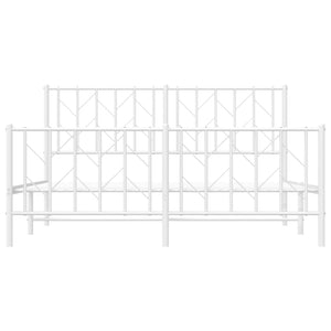 vidaXL Metal Bed Frame with Headboard and Footboard White 59.1"x78.7"-3