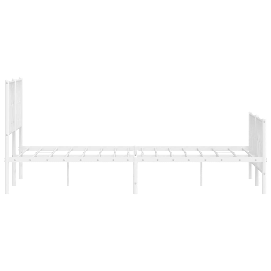 vidaXL Metal Bed Frame with Headboard and Footboard White 59.1"x78.7"-4