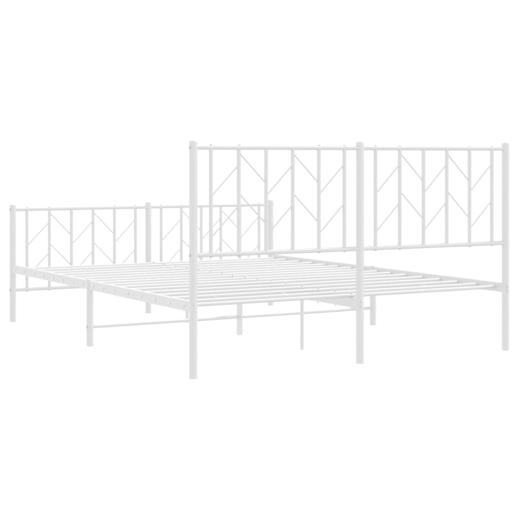 vidaXL Metal Bed Frame with Headboard and Footboard White 59.1"x78.7"-5