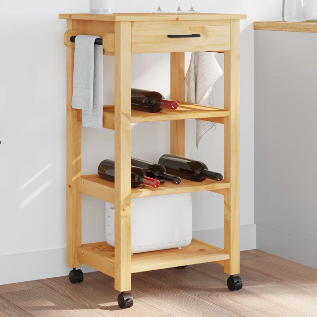 vidaXL Kitchen Trolley MONZA 18.9"x15.7"x35.4" Solid Wood Pine-0