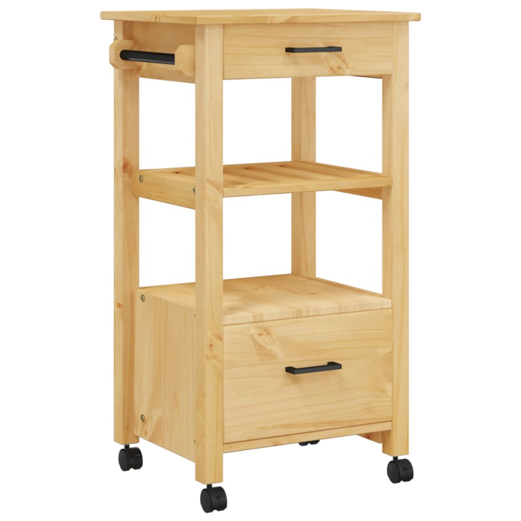 vidaXL Kitchen Trolley Rolling Cart on Wheels Living Room Solid Wood Pine-8