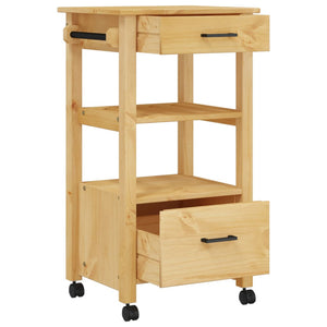 vidaXL Kitchen Trolley Rolling Cart on Wheels Living Room Solid Wood Pine-3