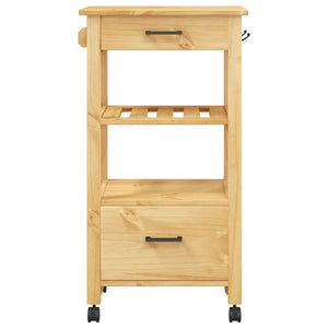 vidaXL Kitchen Trolley Rolling Cart on Wheels Living Room Solid Wood Pine-4