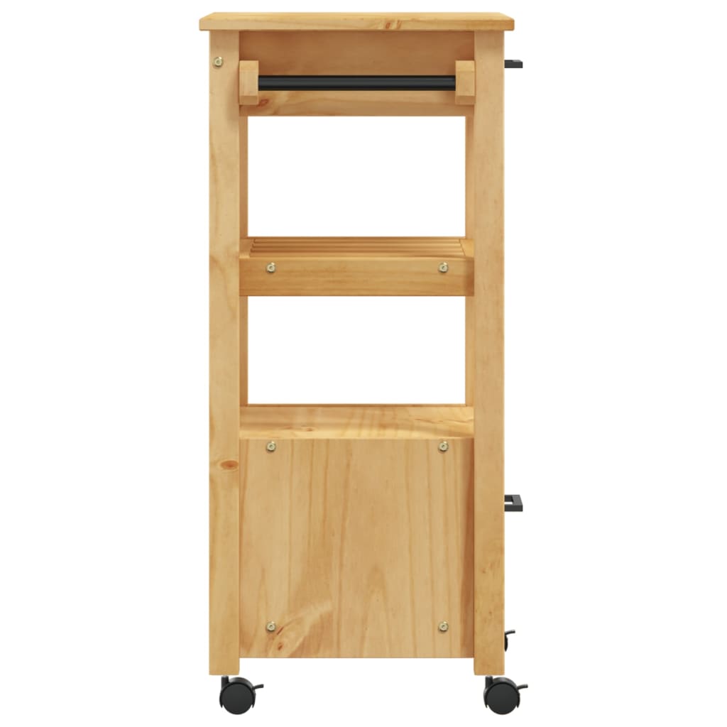 vidaXL Kitchen Trolley Rolling Cart on Wheels Living Room Solid Wood Pine-5