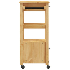 vidaXL Kitchen Trolley Rolling Cart on Wheels Living Room Solid Wood Pine-5