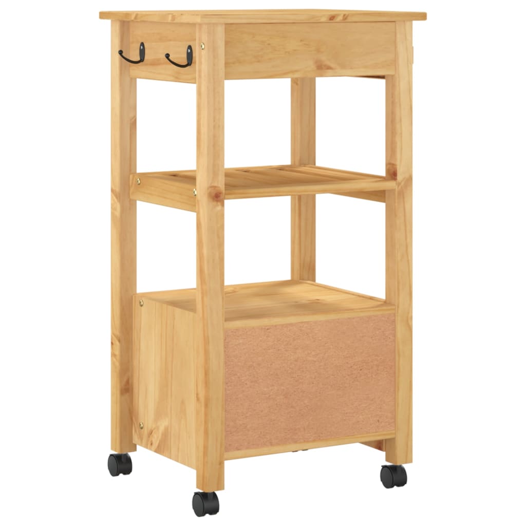 vidaXL Kitchen Trolley Rolling Cart on Wheels Living Room Solid Wood Pine-6