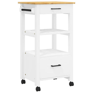 vidaXL Kitchen Trolley Rolling Cart on Wheels Living Room Solid Wood Pine-8