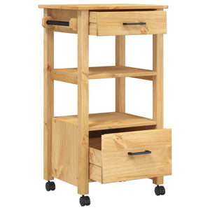 vidaXL Kitchen Trolley Rolling Cart on Wheels Living Room Solid Wood Pine-3