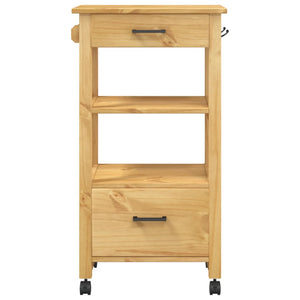 vidaXL Kitchen Trolley Rolling Cart on Wheels Living Room Solid Wood Pine-4