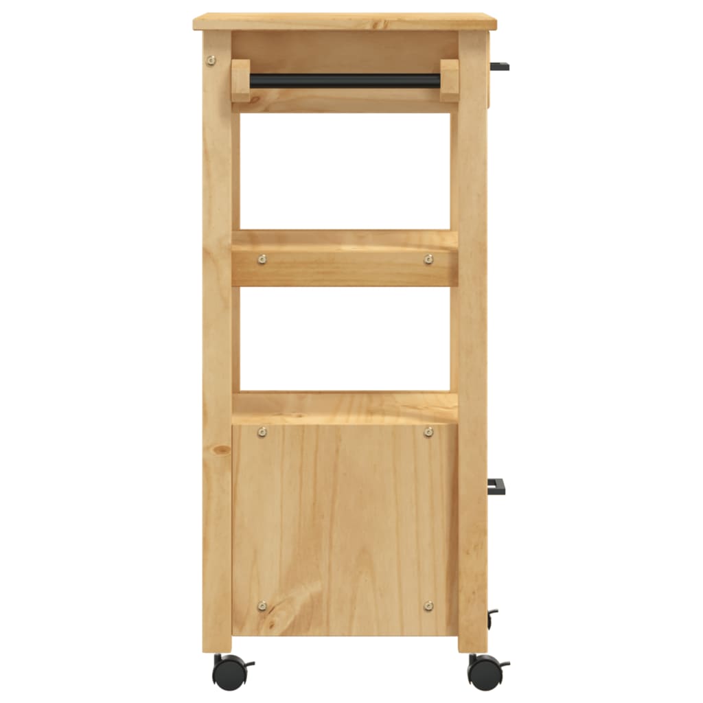 vidaXL Kitchen Trolley Rolling Cart on Wheels Living Room Solid Wood Pine-5