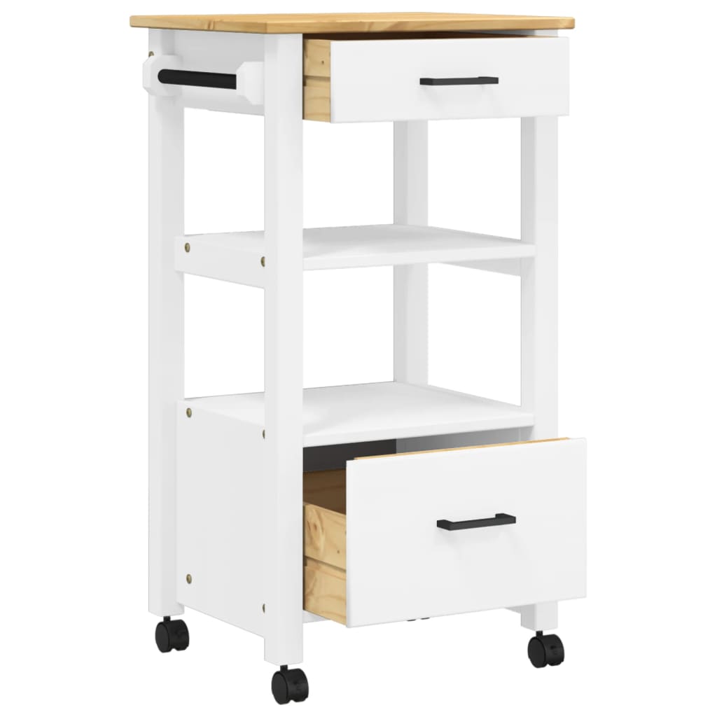 vidaXL Kitchen Trolley Rolling Cart on Wheels Living Room Solid Wood Pine-3